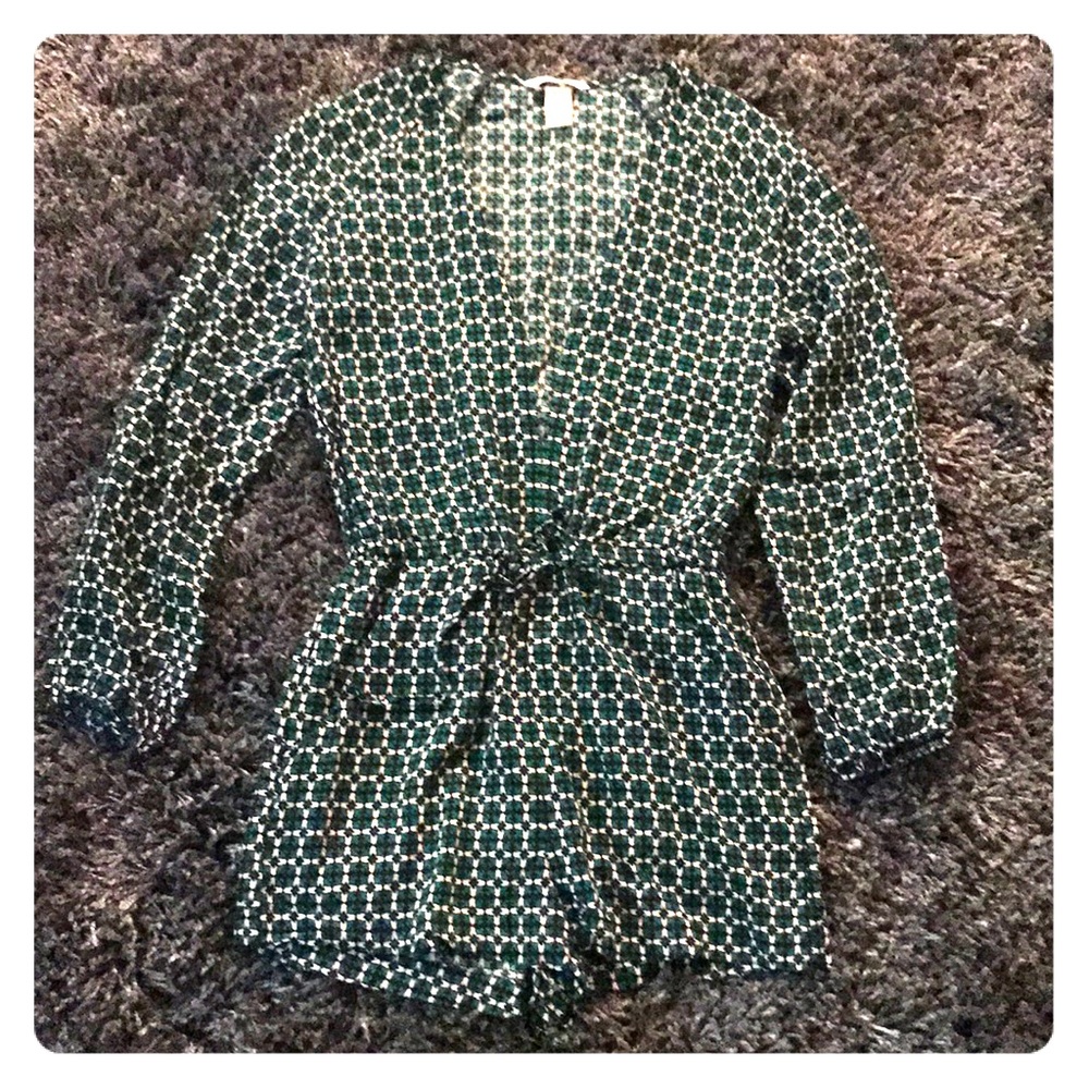 H&M long sleeve deep v romper
